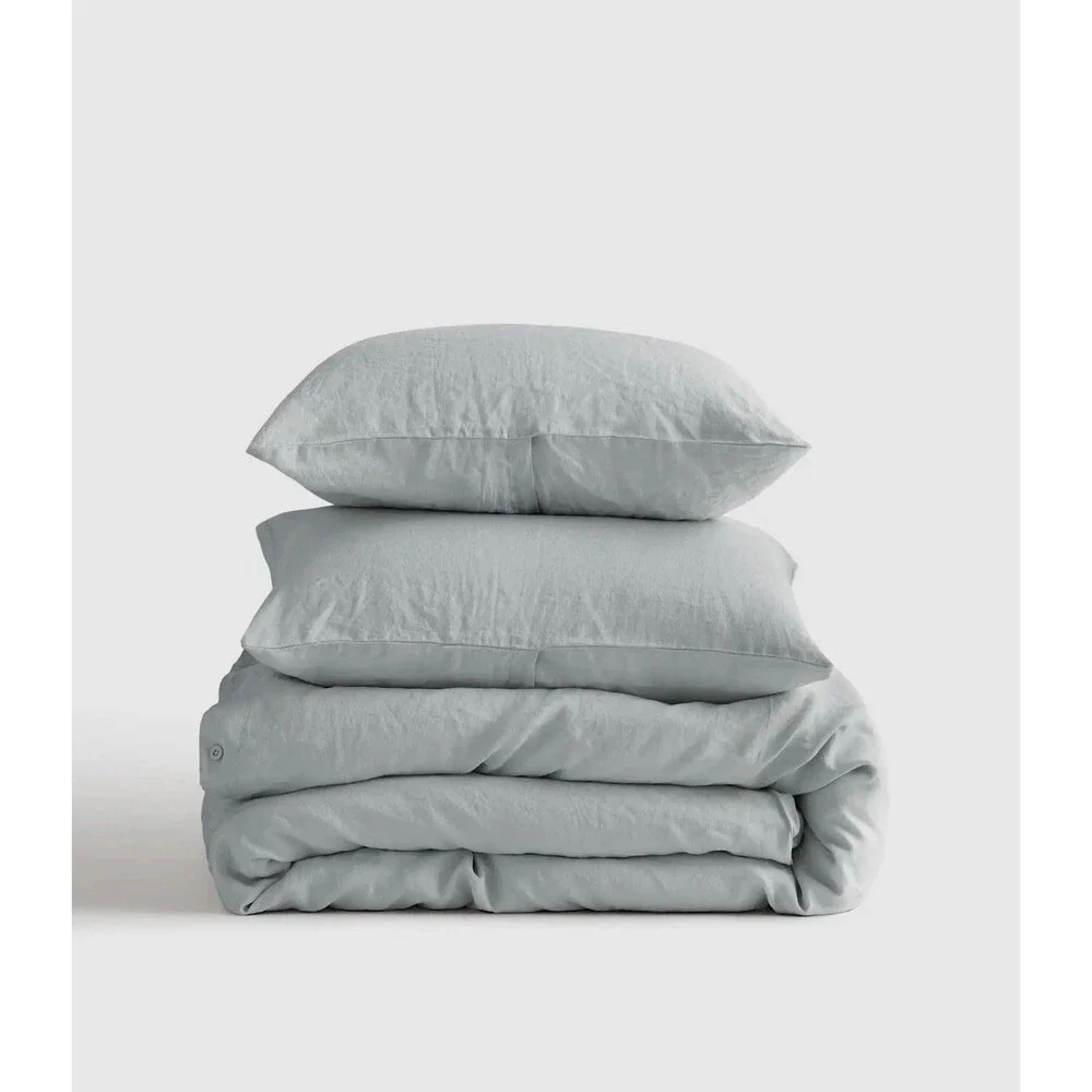 Quince BUNDLE- King Cal King Mist Linen Duvet Cover Set + Fig Gauze Shams $263